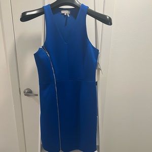 1. State Blue Sleeveless Scuba Neoprene Dress NEW Small Exposed Front Zip